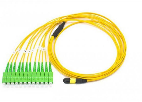 China 12 Verbindungskabel Sc APC der Faser-MPO, Ausbruch-gelbe Faser-Optikschnur für Speicherbereich-Netz fournisseur